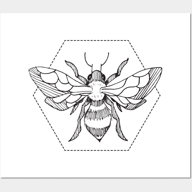 Pen & Ink Bee Tattoo Wall Art by CloudWalkerDesigns